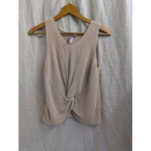 Alga v neck knit sweater tank with knotted front | tan women's size Medium A2